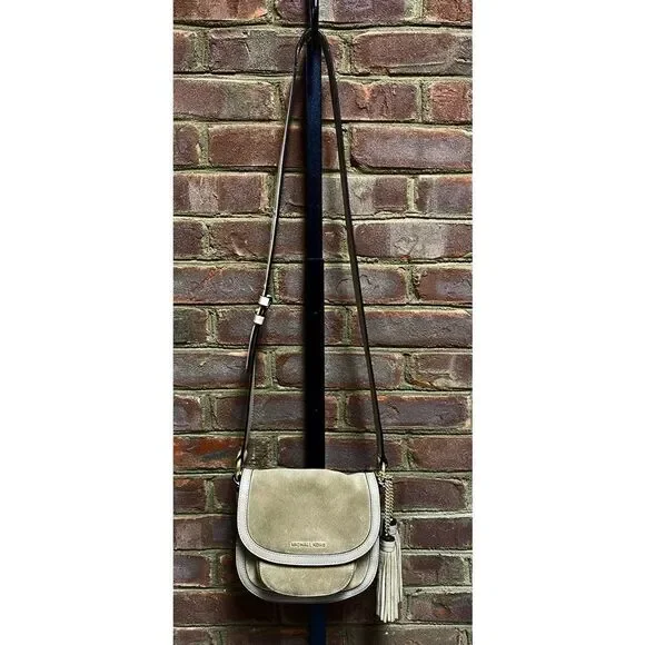 Michael Kors Dunn Suede Saddlebag Crossbody - Picture 2 of 10